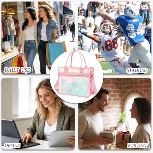 Image of Fammart Clear Bags Stadium Approved, Jelly Tote Bag for Women with Zipper, Crossbody Bag with Adjustable Strap for Work
