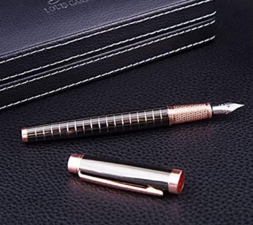 Penna stilografica con punta fine 0,5 mm di metallo, lusso ed eleganza alla mano, penna fontana metallica, penna nera da scrittura per studenti, con astuccio in pelle per regalo Penna stilografica con punta fine 0,5 mm di metallo, lusso ed eleganza alla mano, penna fontana metallica, penna nera da scrittura per studenti, con astuccio in pelle per regalo