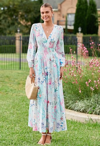 Image of Maxigerui Women's Long Sleeve Floral Maxi Dress 2026 Spring Summer Wedding Guest Dress