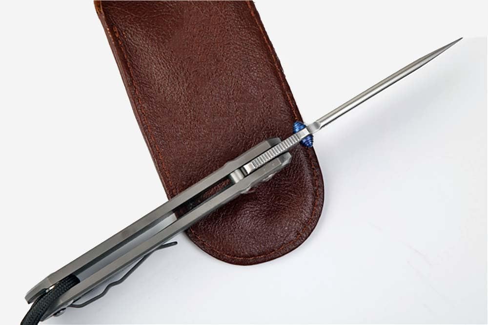 Klappmesser 8.3" Taschenmesser Hochwertig Aus Edelstahl S35VN & Titan, Outdoor Survival Messer Camper Jagdmesser, Scharfes Einhandmesser, Flipper Praktisch Messer EDC mit Taschenclip, Leder Scheide