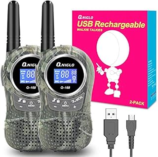 QNIGLO Rechargeable Walkie Talkies for Kids, 2+ Miles Long Distance & 8 Channels, PMR Voice Activated Walkie Talkies Rechargeable for Adults & Kids, Outdoor Toys Walkie Talkie Set for Girls & Boys