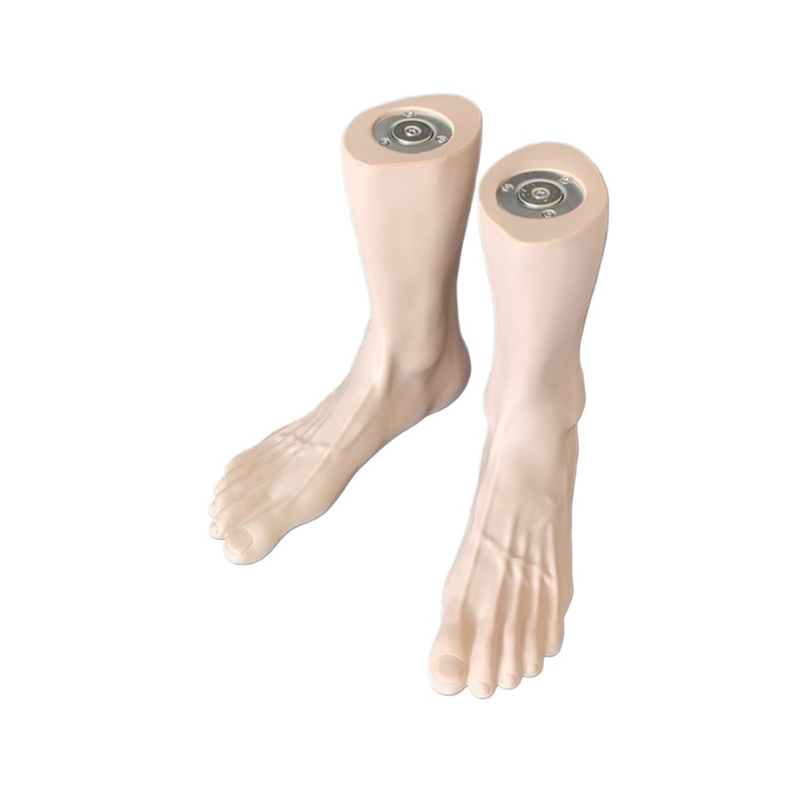 A Pair Of Realistic PVC Men's Standing Feet Model Socks Shoes Sketch Display Fake Mannequin Props(Brown with magnets)