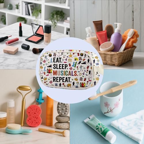 TIIMG Musical Lover Gift Theatre Musical Lover Actor Actress Encourage Gift Drama Comedy Fans Makeup Zipper Pouch (eat sleep mb)3
