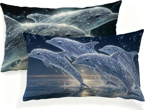 Housse Coussin Dauphin 90x60 Confortable en Lin Blanc Haut de Gamme - 2
