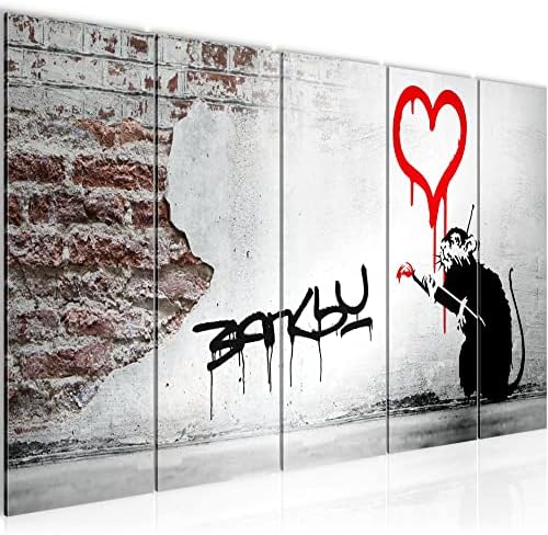 Canvas Wall Art Banksy Balloon Girl 1 Part Non-woven Canvas Prints for Living Room and Bedroom Street Style Red 301612a