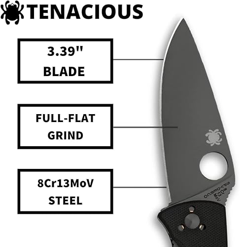 Miniatura 3 de Spyderco Tenacious cuchillo plegable de filo liso, negronegro