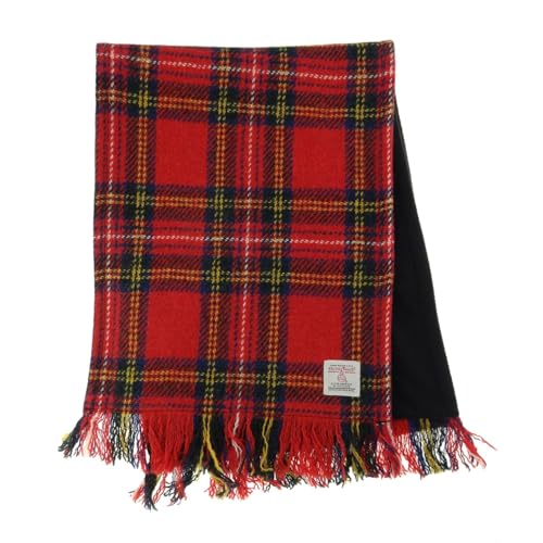 100% Harris Tweed Wool Tartan Scarf, 155cm x 25cm, Fringed & Checkered, Scottish Winter Accessory, Multiple Tartans