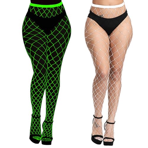 MESU Glow In The Dark Fishnet Tights Stockings Women's High Waist Pantyhose