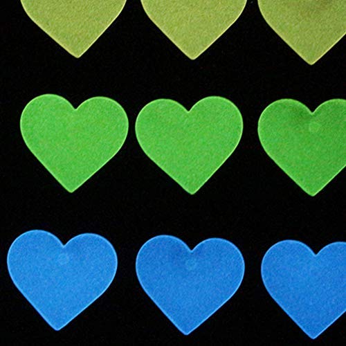 Toyandona 200Pcs Glow In The Dark Heart Wall Decals Luminous Fluorescent Stickers Removable Mural Stickers Wall Sticker For Nursery Room Kids Kindergarten Bedroom Decoration #TOP2