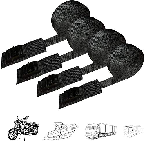 Cam Buckle Straps, Webbing Tie Down Lashing Straps Heavy Duty up to 700lbs, Adjustable for Motorcycle, Cargo, Trucks,Trailer,SUP, Kayak, Canoe, Boat, Pallet, Bicycle,Luggage -16 ft/4pcs