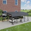 12x20FT Metal Carport, Heavy Duty Carport with Galvanized Steel Roof and Enhanced Base, Upgraded Large Outdoor Canopy, Metal Garage for Cars, Boats, Trucks, Gray (12x20FT)