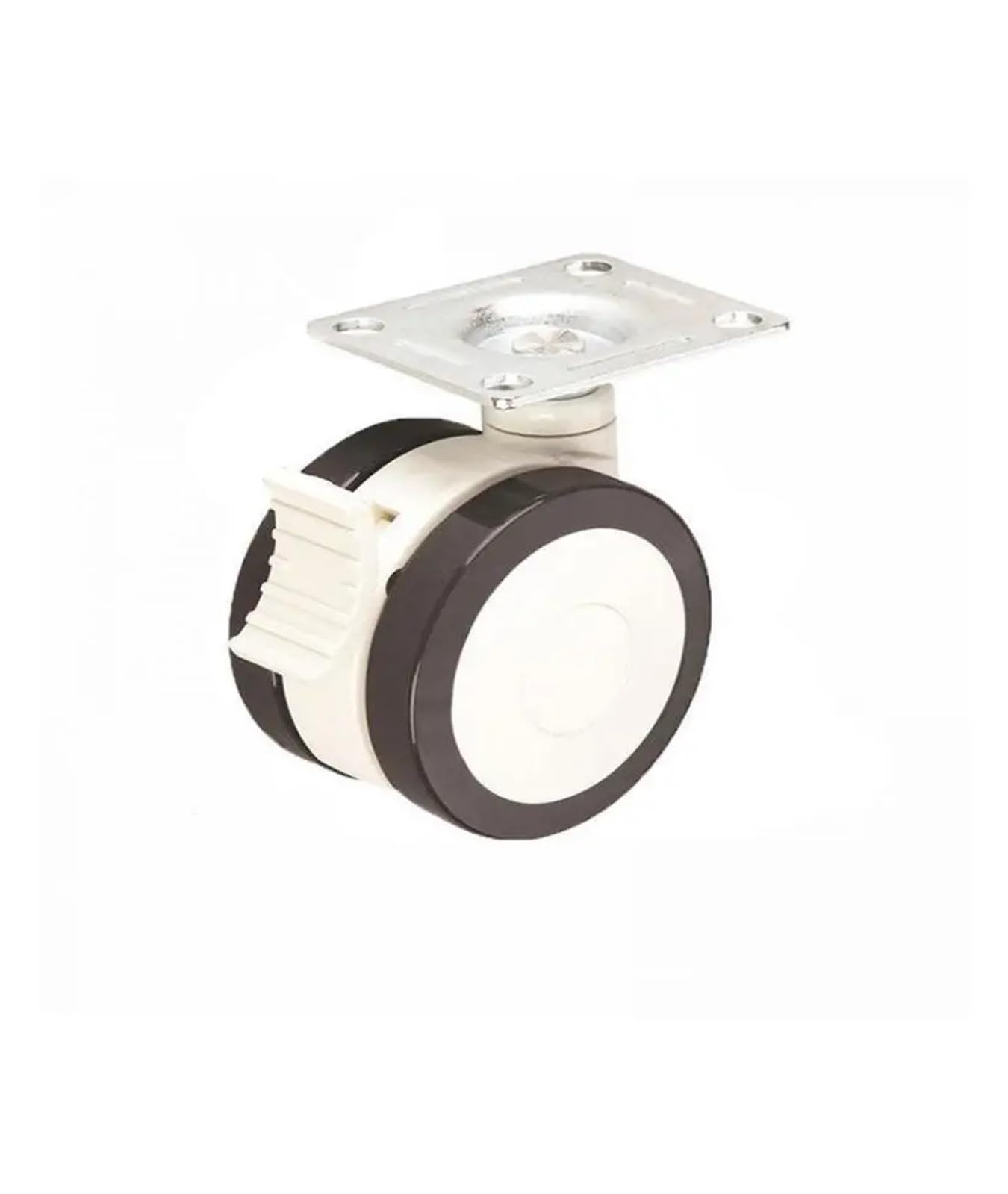 MXXDMOPD 2 Pieces/lot 3-inch Full Plastic casters Silent Black and White Double Wheels(Plunger activity)