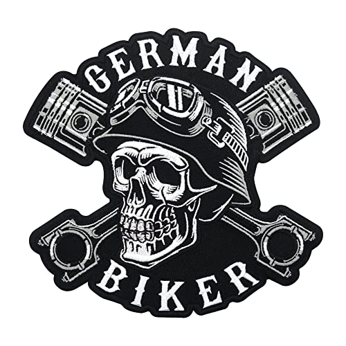Parche de calavera de German Biker para planchar para chalecos de cuero, parches para moto, parches de perros, parches para chaqueta de moto, parche para hombre, Finally Home