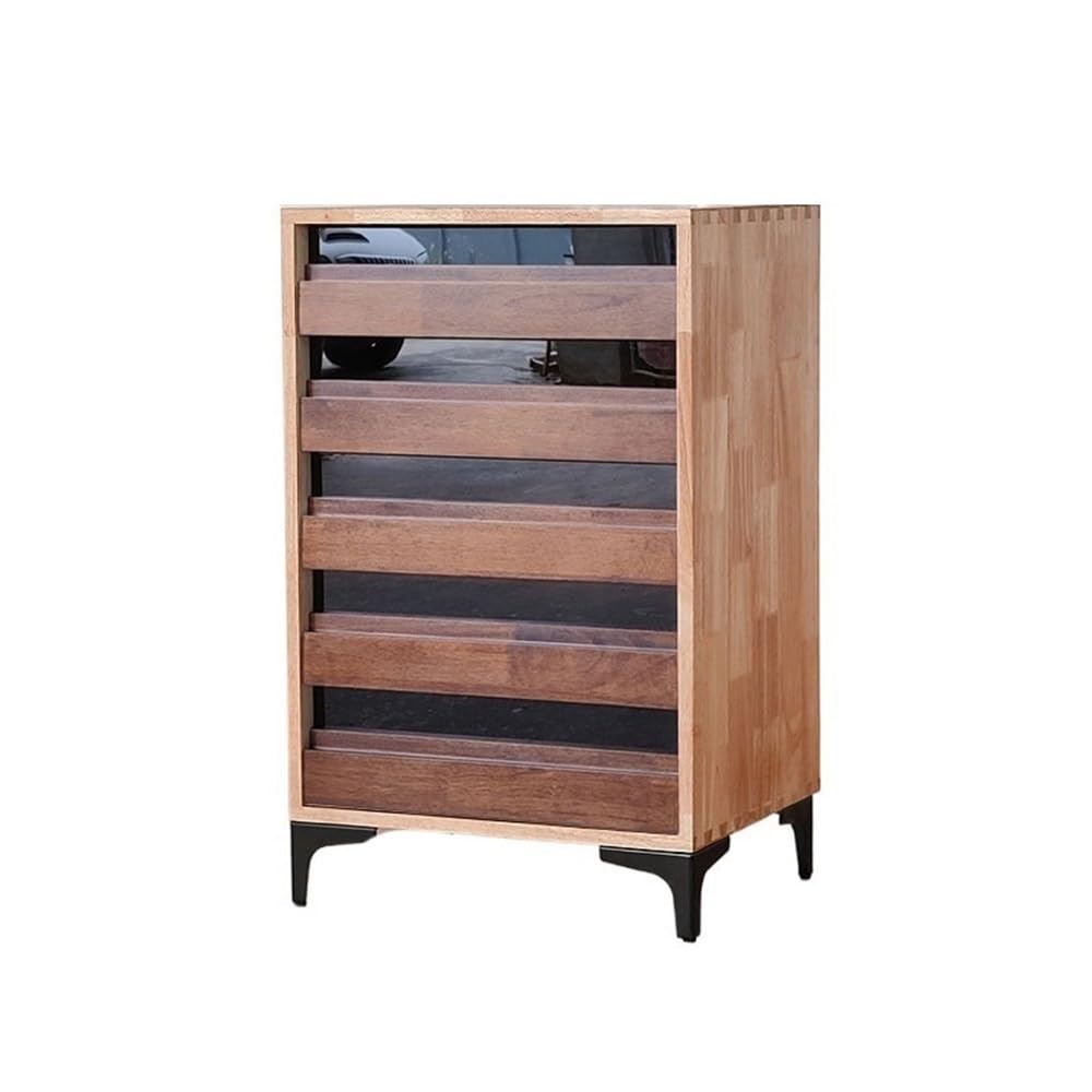 Armadietto multiuso Armadietto portadocumenti for ufficio Armadietto a cinque cassetti in legno vintage Armadietto a mortasa e tenone Armadietto laterale in stile industriale(Bruin)