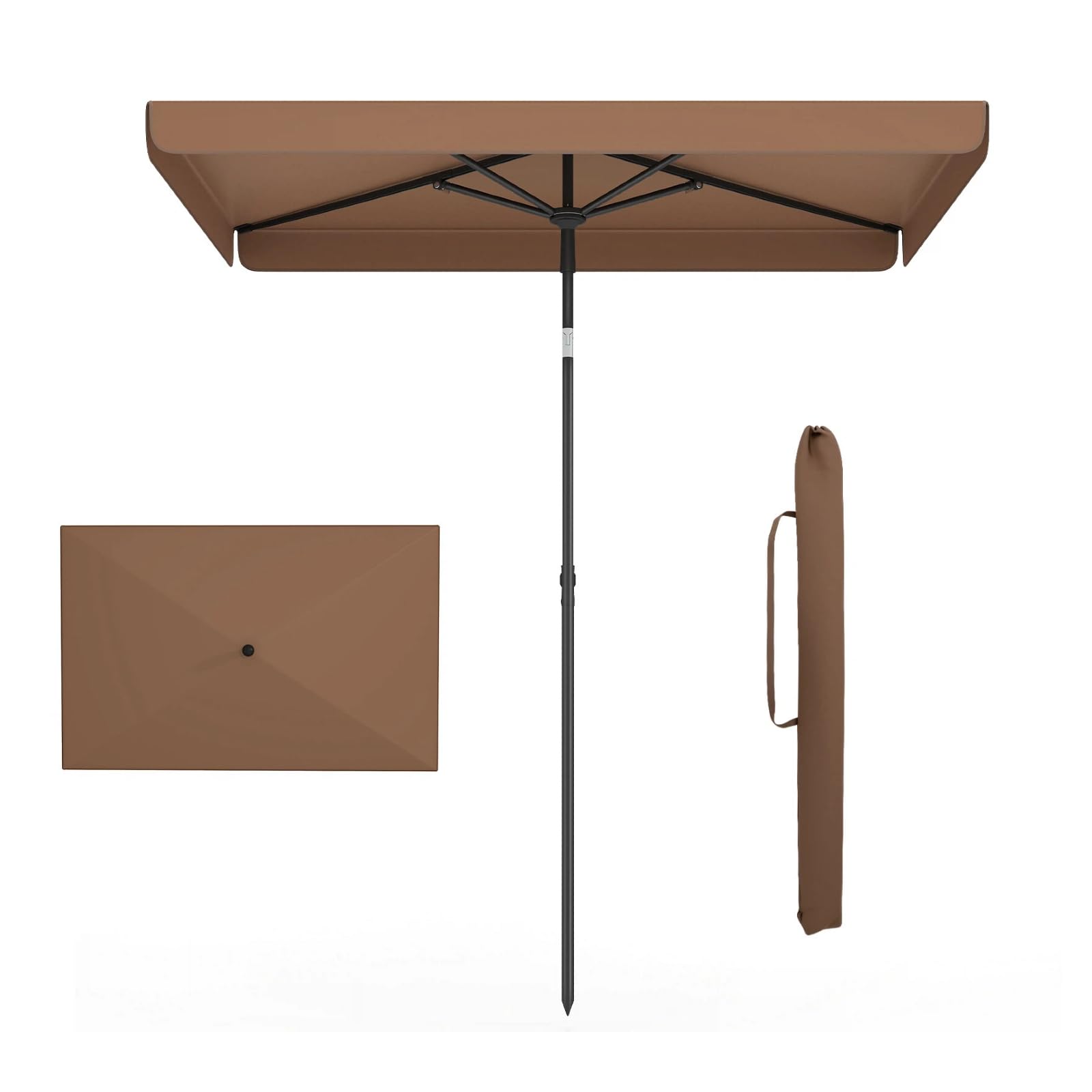 KOMFOTTEU Parasol Jardin Exterier, 2x1,3M, Sac Transport, 2,4m(H)