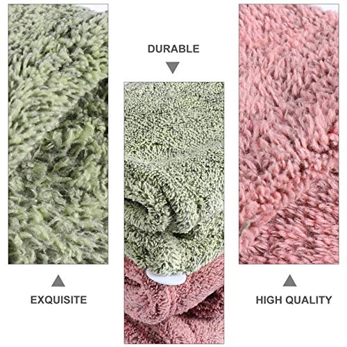 Lurrose 2 Peças de Toalha de Cabelo de Lã de Coral para Mulheres Rápido Rápido Secagem Rápida Cabeça