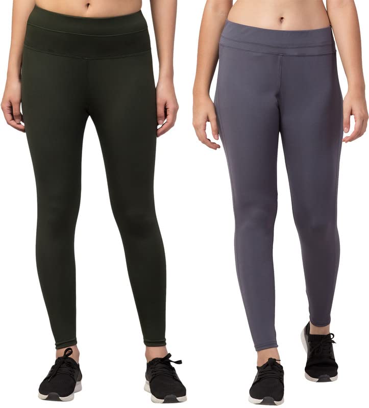 Image of BLUECON Gym wear Leggings Ankle Length Workout Pants | Stretchable Tights | Mid Waist Sports Fitness Yoga Track Pants for Girls & Women (Pack of 2)