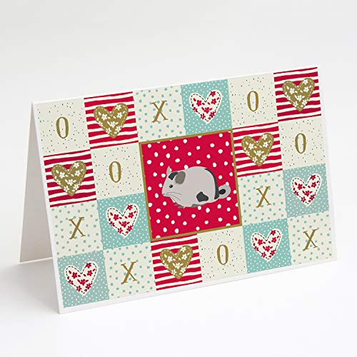 Caroline's Treasures CK5423GCA7P Mosaic Chinchilla Love Greeting Cards and Envelopes Pack of 8, Red Blank Cards with Envelopes Whimsical A7 Size 5x7 Blank Note Cards