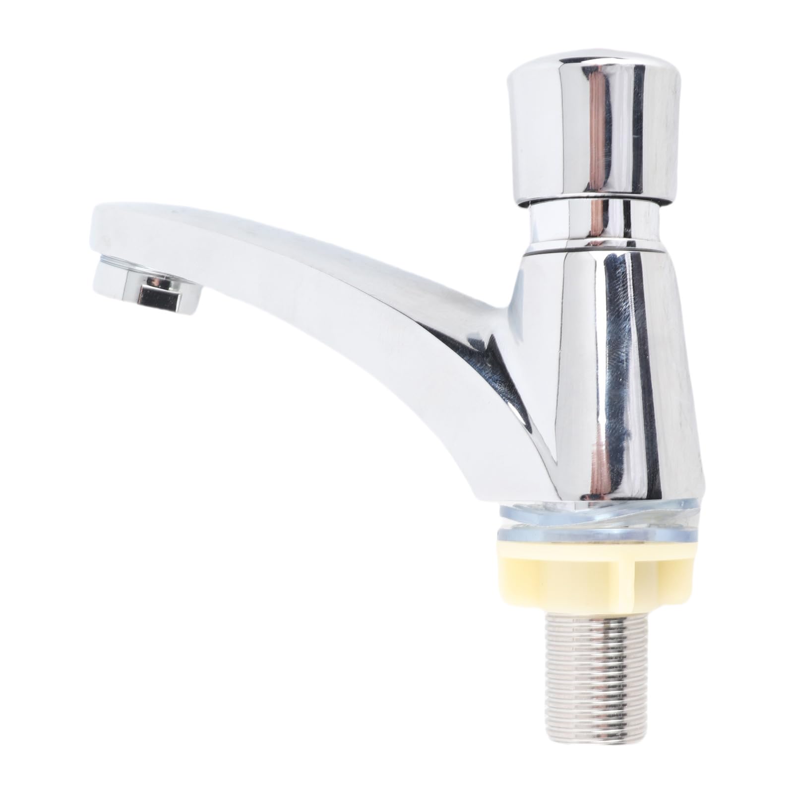 ,Grifo con Botón Pulsador,Robinet Lave Main Eau Froide,Grifo de Cierre Automático Cocina Pública Baño Cromado Cierre Automático Ahorro de Agua Retardo Lavabo Grifo Grifo Rosca