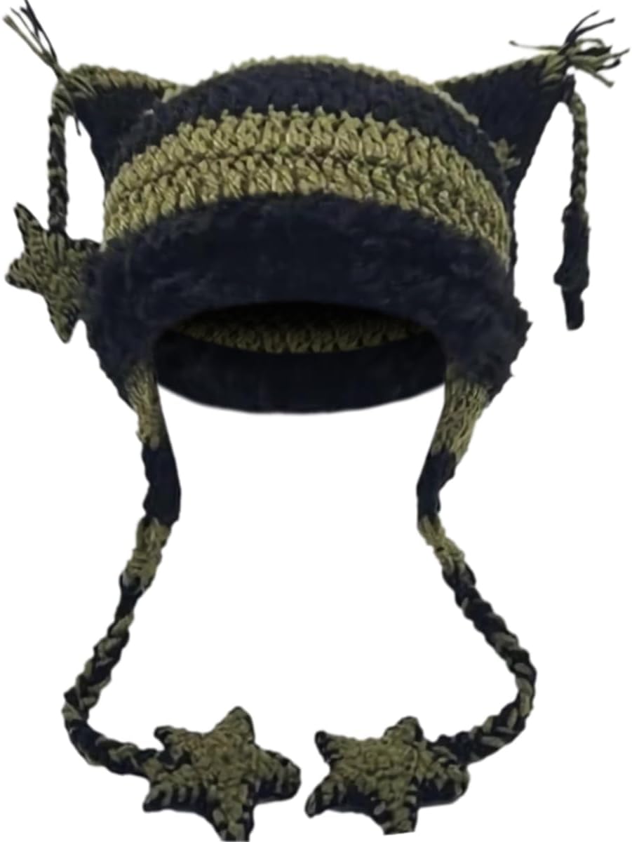 Crochet Hats for Women Vintage Beanies Women Fox Hat Grunge Accessories Slouchy Beanies for Women