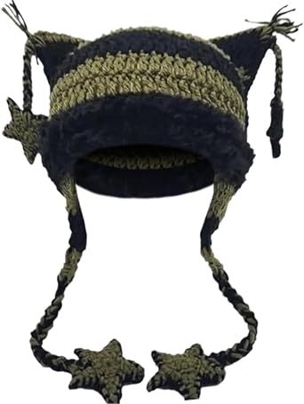 Crochet Hats for Women Y2k Beanies Womens Knitted Cat Ear Hat Crochet Hat for Women Y2k Accessories