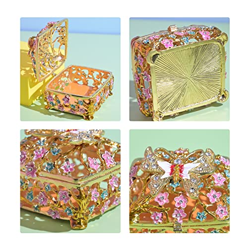 Luxury Vintage Jewelry Box Butterfly Style Rectangle Metal Jewelry Box Hinged Trinket Box For Women Girls Gift #TOP2