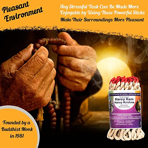 Lamatar1 Tibetan Rope Incense, Rose, Sai Baba, Harey Ram Harey Krishna, Hand Made, Organic, From Kathmandu Nepal, For Air Purification, Calmness, Attract Love, Aromatic, Natural, Set Of 3, 135 Ropes #TOP6