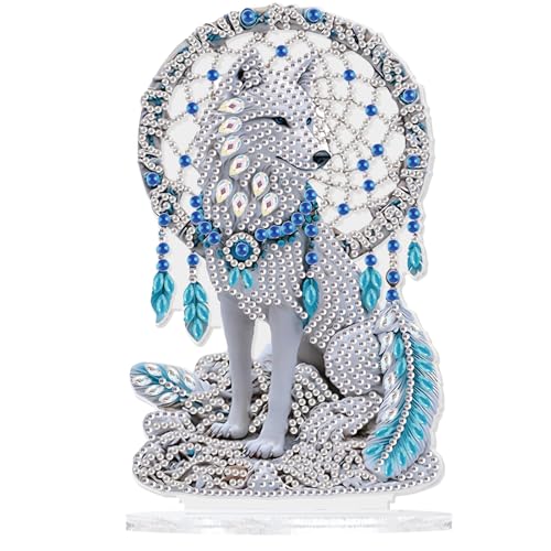 Décoration de bureau attrape-rêves en strass TDFERAN diamant bleu pour adulte