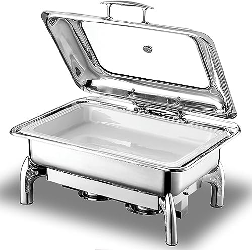 Stainless Steel Buffet Server & Heater - Catering Hot Pot & Cold Dish Set, Ideal for Events, Parties, and Food Service, Durable & Elegant Design