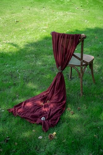 Image of 2Pcs Burgundy Cheesecloth Table Runner 120 Inches for Party Home Decor