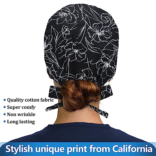 Image of ABAMERICA Working Caps with Button and Sweatband, Adjustable Working Hats for Women Men, One Size(Tie Back or Toggle)