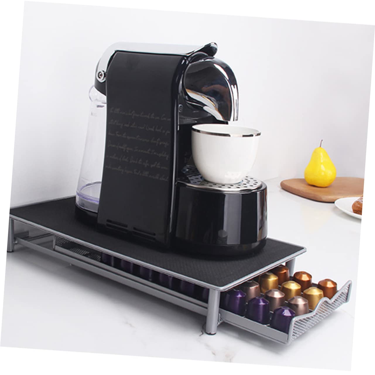 Porta Capsule Cassetto in Metallo, Organizer 40 Pezzi | Nero, Struttura Compatta e Leggera, Adatto a Cucina e Ufficio, Formato 1 Pezzo
