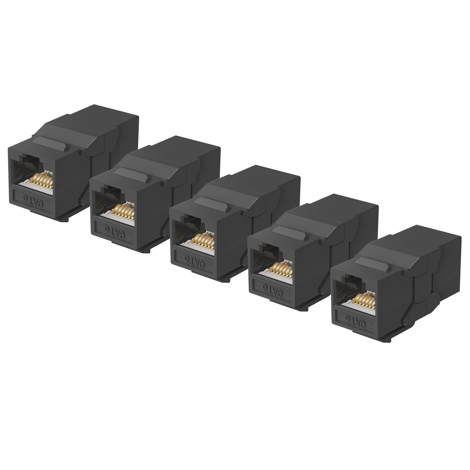 Jadaol Lot de 5 coupleurs Keystone RJ45 Cat6, coupleurs en ligne femelle vers femelle, extension de câble de raccordement 10 Gbit/s, coupleur LAN Ethernet UTP, connecteur de câble Cat6 pour panneau de