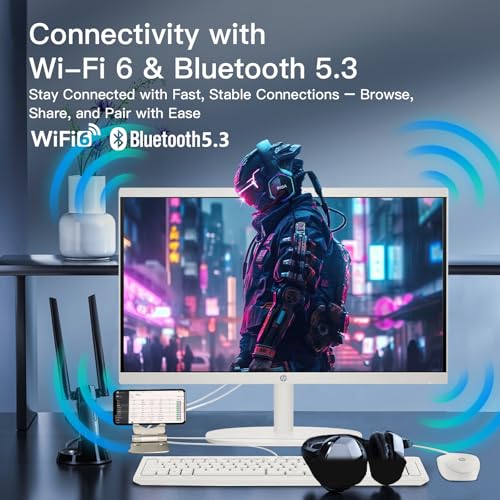 Image of HP 21.5-inch All-in-One Desktop PC - Microsoft Office Lifetime - Free CD /DVD Drive - Wi-Fi 6 - FHD Display - 720P Webcam - Intel Celeron Dual-Core - for Everyday Study & Work Use (8GB RAM, 512GB SSD)