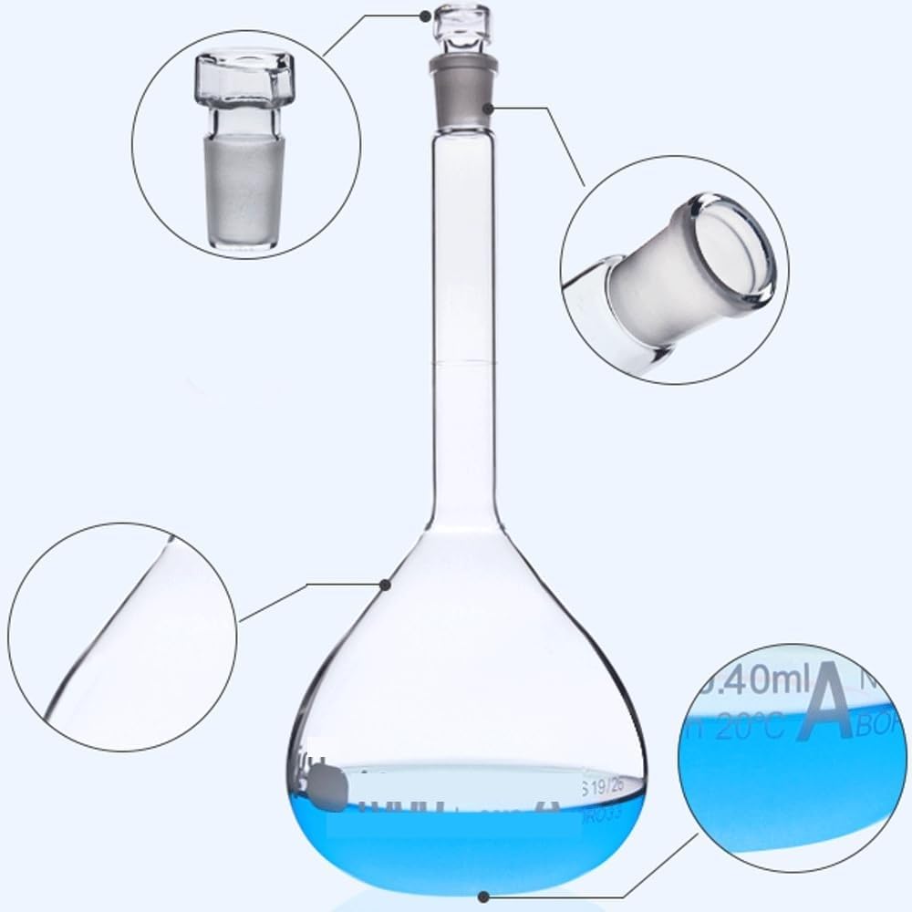 Borosilikat-Messkolben Erlenmeyerkolben, 5 10 20 25 50 100 200 250 500 1000 ml Messkolben Labrotary Experiment mit Stopper(500ml 1 PC)