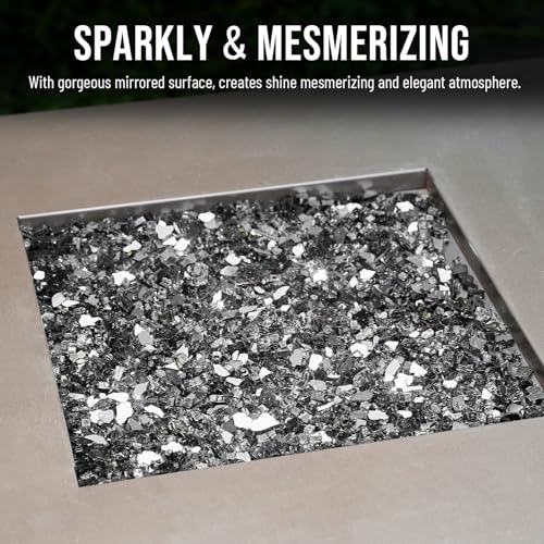 Image of Skyflame 10-Pound Fire Glass for Fireplace Fire Pit and Landscaping, Onyx Black Reflective, 1 /4-Inch