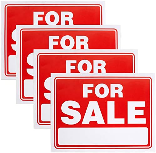 Sale Sign for Car and Auto Sales 9" X 12" - Rust Free Clear and Visible Text Long Lasting with A Space to Hand Write, (4 Pack)