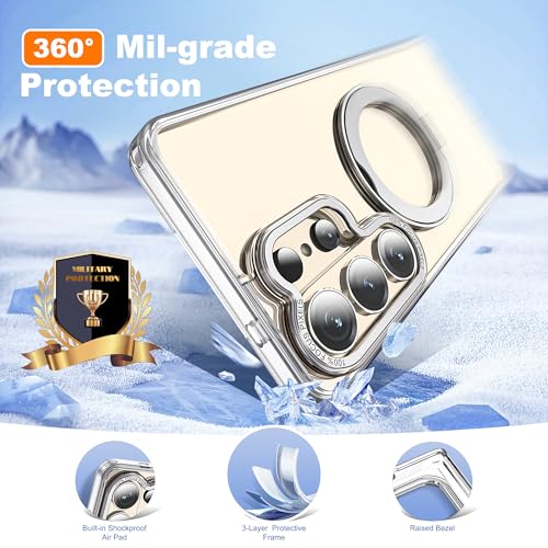 Image of for Samsung Galaxy S26 Ultra Case with 360Rotatable Magnetic Ring Stand Compatible with Mag-Safe Military Protection Transparent Phone Case for Galaxy S26 Ultra 6.9 inch,Clear