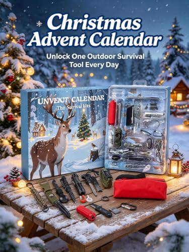ChayWillow Advent Calendar Outdoor Survival Kit for Men | Christmas Countdown, 24 Daily Surprises, Camping & Hiking, Includes Fire Starter, Paracord & Carabiners - image 2
