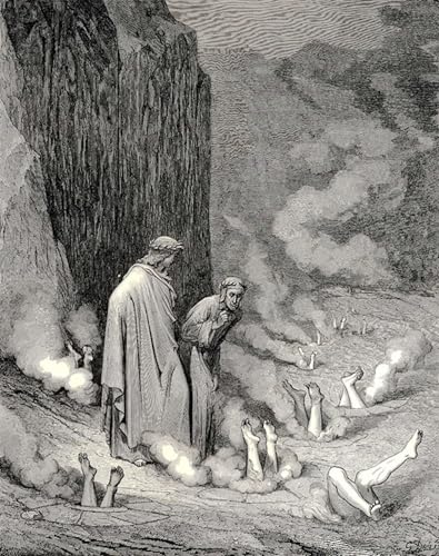 Cuadro de l'Inferno Cantolines de Gustave Doré, lienzo de 60x90cm ideal para salones elegantes