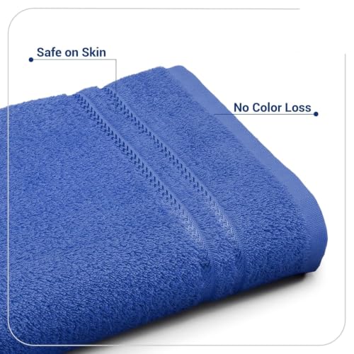 Image of 100% Cotton Terry Ultrasoft and Quick Absorbent 380 GSM Solid 6 pcs. Quick Dry Bath Towel Set for Bathroom or Gifting Towel Set (Blue)