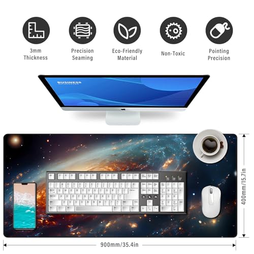Image of Keyboard Mouse Pad 900x400mm Extended XL Large Professional Gaming Mouse Mat with 3mm-Thick Rubber Base, Lava