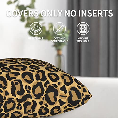 Fiokroo Leopard Throw Pillow Covers Set Of 2 Animal Skin Print Pillow Cushion Cases Square Pillowcases For Sofa Bedroom Living Room Car, 18 X 18 Inch #TOP3