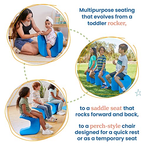 Image of ECR4Kids Wave Seat Perch Stool, 14in - 15.1in Seat Height, Flexible Seating, Blue, 2-Pack