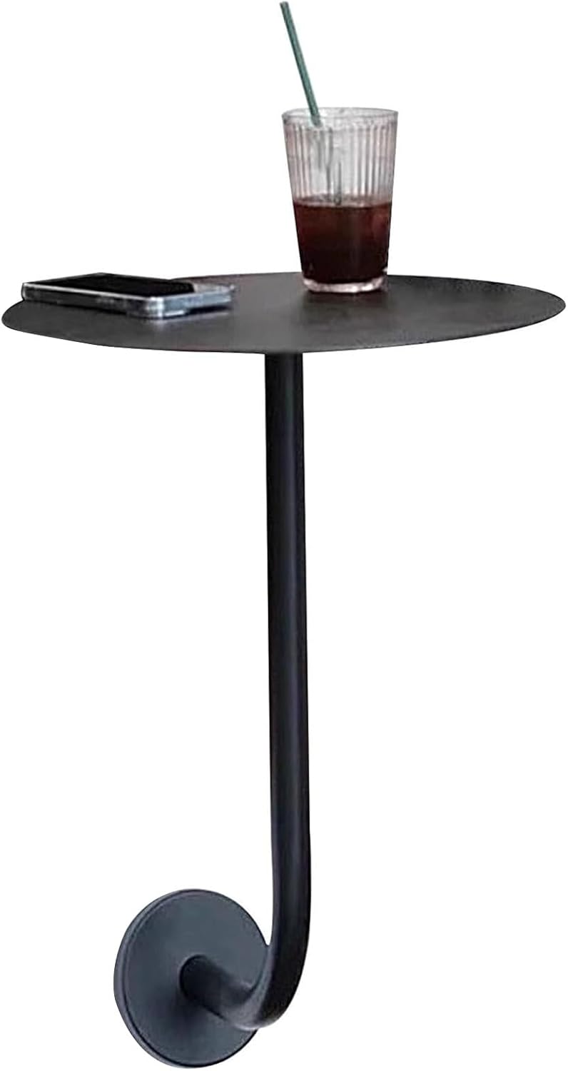 ラウンドバーテー​​ブル、ブラックメタルアイアントップ、壁掛けL字型ブラケット付きカクテルテーブル、パーティー、リビングルーム、キッ