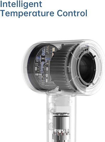 Miniatura 5 de Secador de pelo profesional, motor silencioso de alta velocidad sin escobillas de 49 dB y iones negativos de 656.2 ft, certificado UL, sin daño,