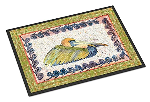 Caroline's Treasures 8053-JMAT Bird - Pelican Doormat 24x36 Front Door Mat Indoor Outdoor Rugs for Entryway, Non Slip Washable Low Pile, 24H X 36W