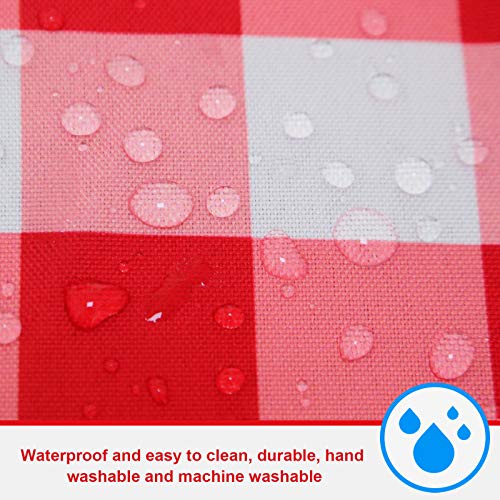 Liphontcta Outdoor Tablecloth With Umbrella Hole And Zipper,Waterproof Spillproof Polyester Fabric Red And White Check Rectangular Patio Table Cloth #TOP3
