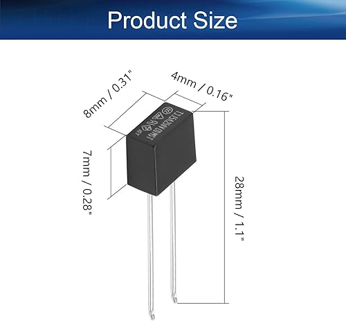 Miniatura 2 de Heyiarbeit 20pcs DIP montado en miniatura cuadrado lento golpe micro fusible 3.15A 250V negro
