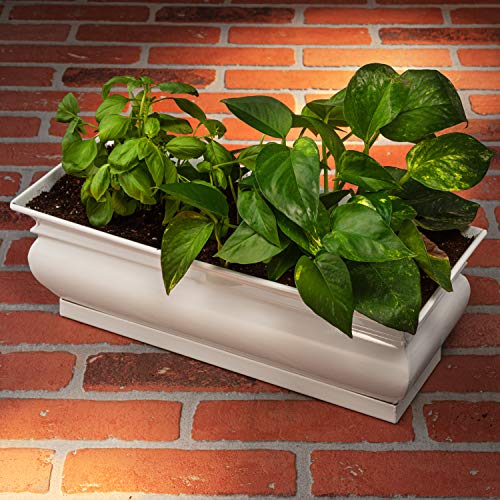 H Potter Herb Pots Indoor Planters With Drainage And Tray White Succulent Planter Window Sill Box Large Rectangular Outdoor Kitchen Flower Pot Garden Succulents Plants Ivory #TOP3